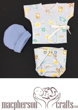 Micro hat/diaper/shirt Set ~ Blue