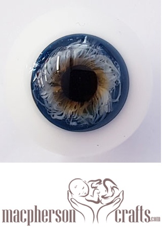 x 22mm Mouth Blown Glass Eyes -  Natural Blue