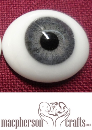 18mm Oval Glass Eyes - Grey