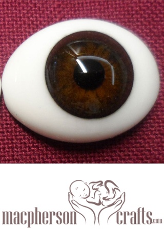 12mm Oval Glass Eyes - Natural Brown