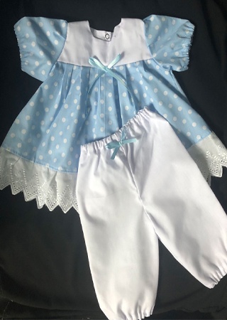 Blue and White Polkadot Dress ~ Newborn
