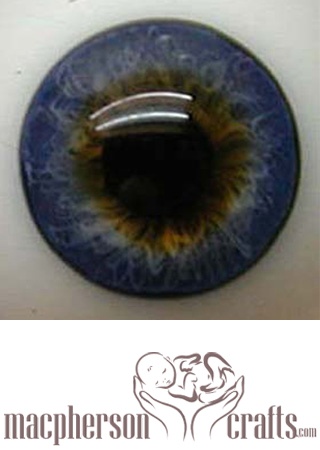 18mm Half Round Glass Eyes -  Natural Blue