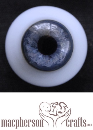24mm Half Round Real Life Glass Eyes -  Newborn Blue with Subtle Blue Sclera