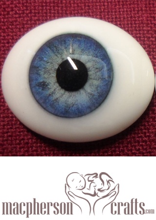 12mm Oval Glass Eyes - Natural Blue