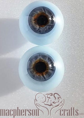 x 22mm Ultra Newborn Glass Eyes ~ Blue Grey